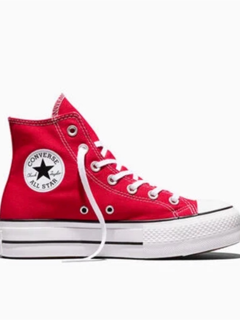Converse High Top Canvas Sneakers in Red and White